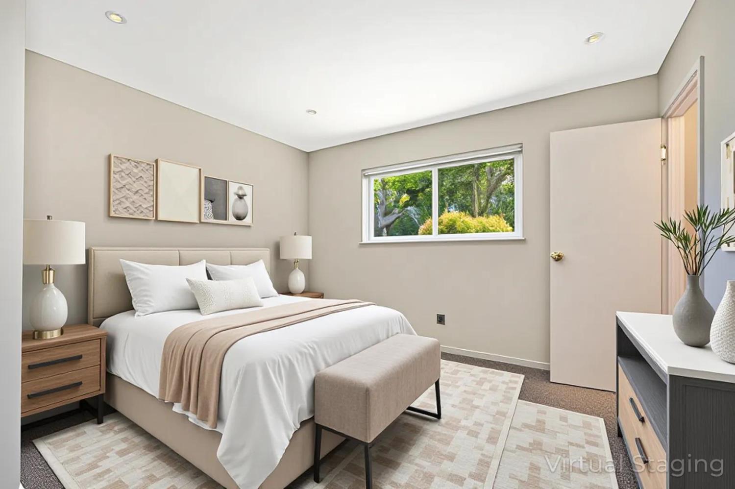 5824 Hesper Way Carmichael, CA 95608 - Photo 7 of 56 a bedroom with a large bed and a potted plant