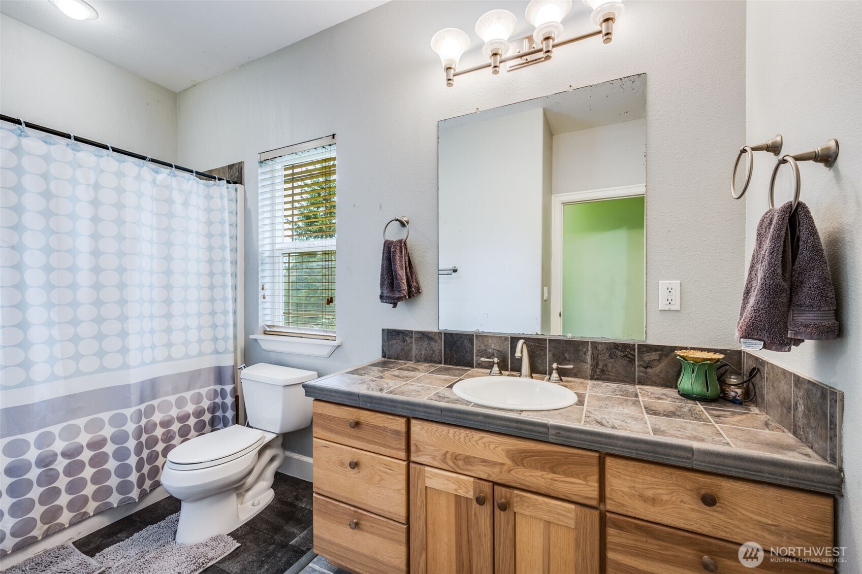 36612 2nd Avenue South Roy, WA 98580 - Photo 29 of 40 a bathroom with a granite countertop toilet sink and mirror