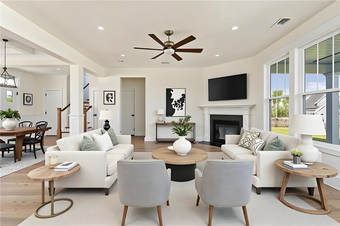 134 Ridgeline Row Central, SC 29630 - Photo 47 of 47 Virtually Staged living area showing the open floor plan to the formal dining from the Kitchen.