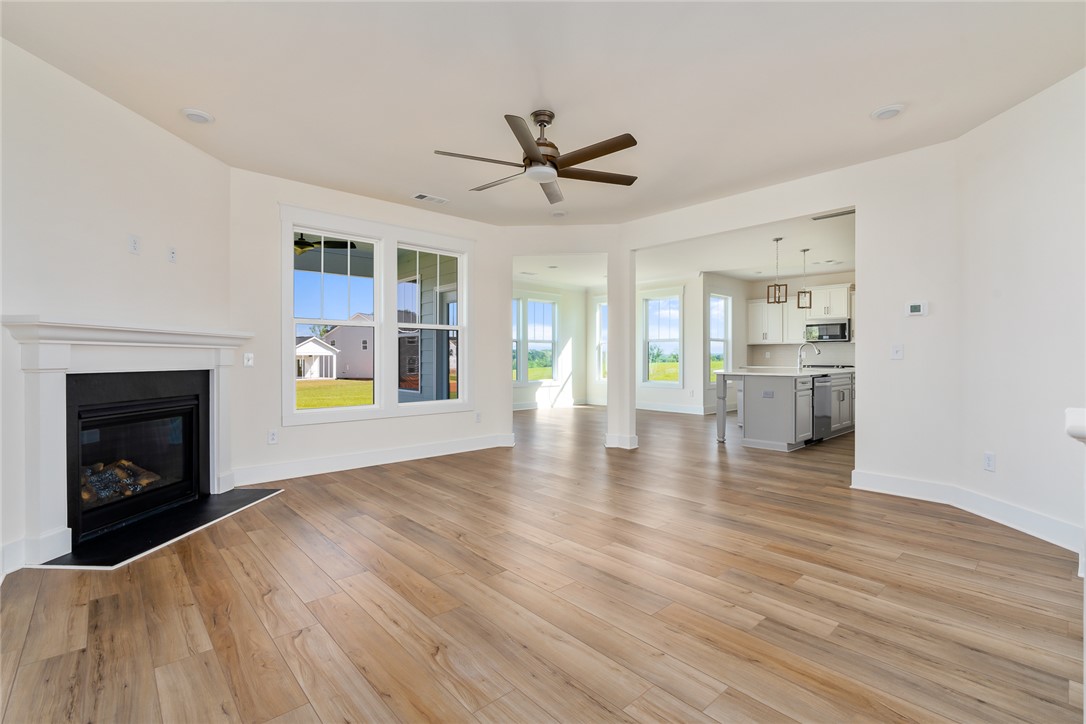 134 Ridgeline Row Central, SC 29630 - Photo 13 of 47 This bright, open concept living area boasts a cozy fireplace, abundant natural light, and durable flooring.