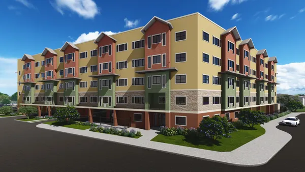 a front view of a building