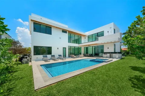 a view of a house with swimming pool and sitting area