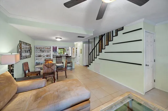 a living room with furniture