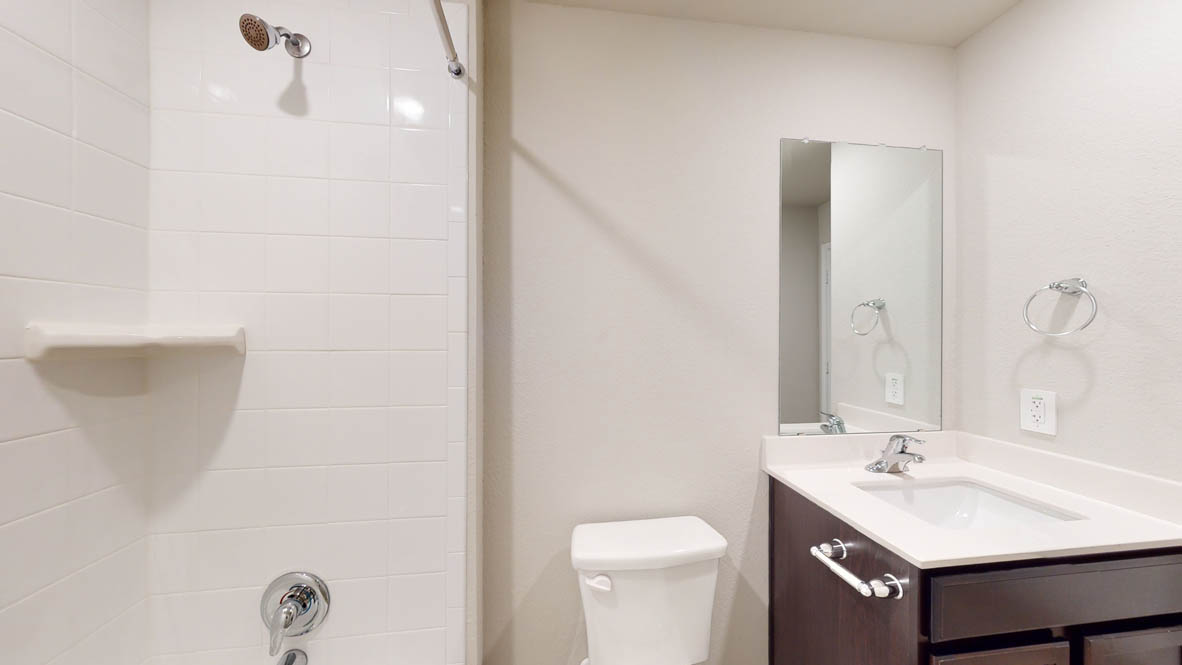 561 Hector Loop Georgetown, TX 78626 - Photo 27 of 30 a bathroom with a sink a toilet and shower