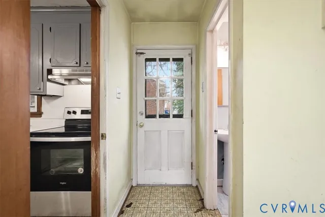 a view of a bathroom with a bathroom