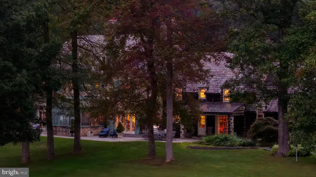 a view of an ocean and a yard