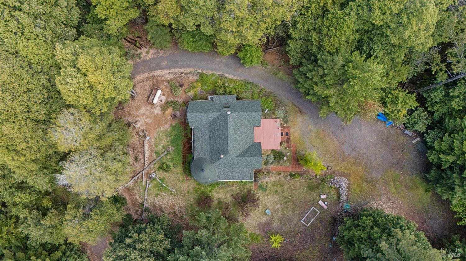20475 Timber Road Willits, CA 95490 - Photo 32 of 38 an aerial view of a house with outdoor space and trees all around