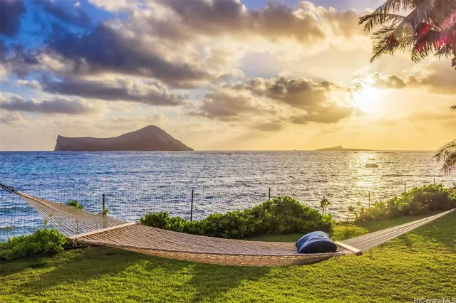 a view of ocean with a building