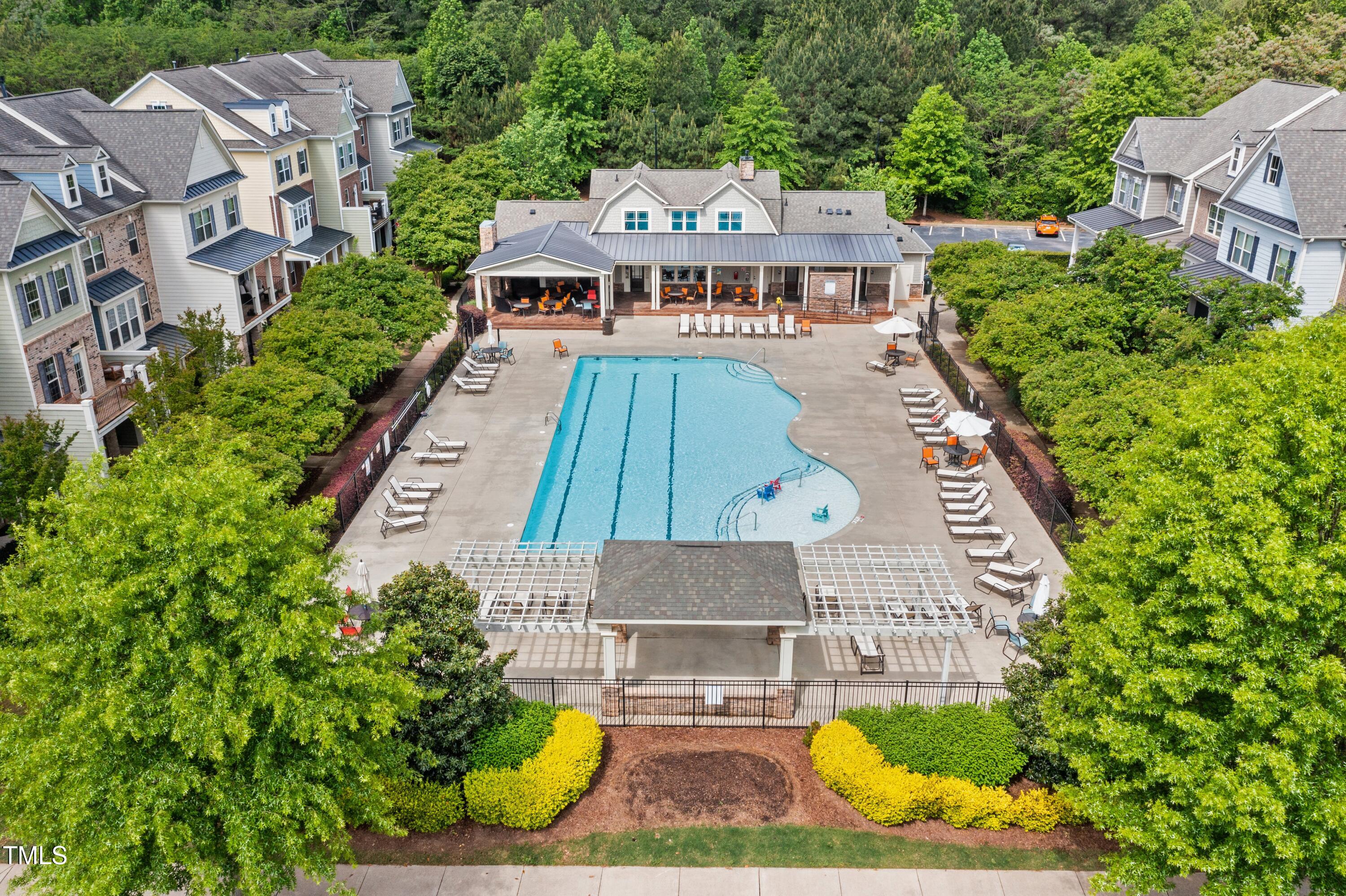 5644 Wade Park Boulevard Raleigh, NC 27607 - Photo 29 of 29 an aerial view of a house with swimming pool and garden