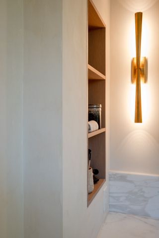 a view of an empty walk in closet