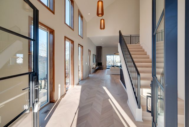 a view of an entryway with staircase