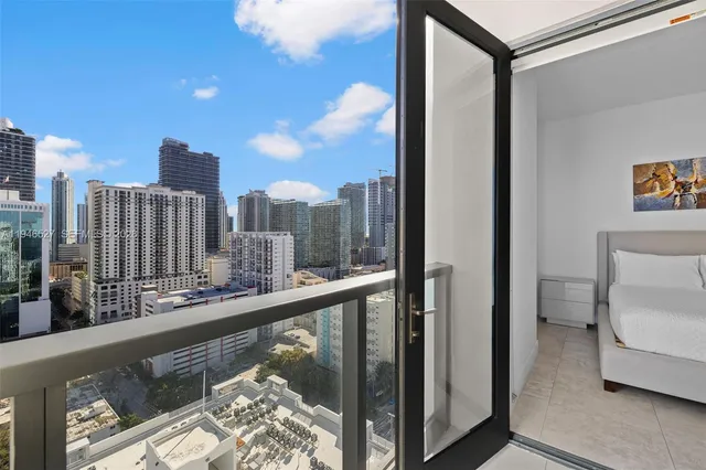 a view of a city from a balcony