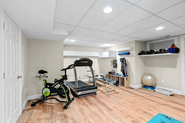 a view of a room with gym equipment
