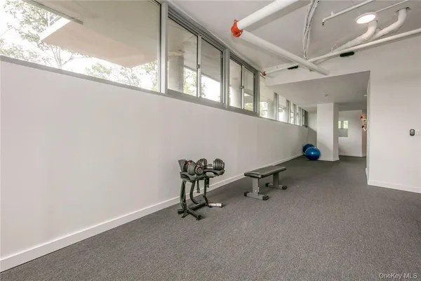 a room with gym equipment