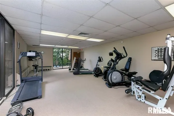 a view of a room with gym equipment