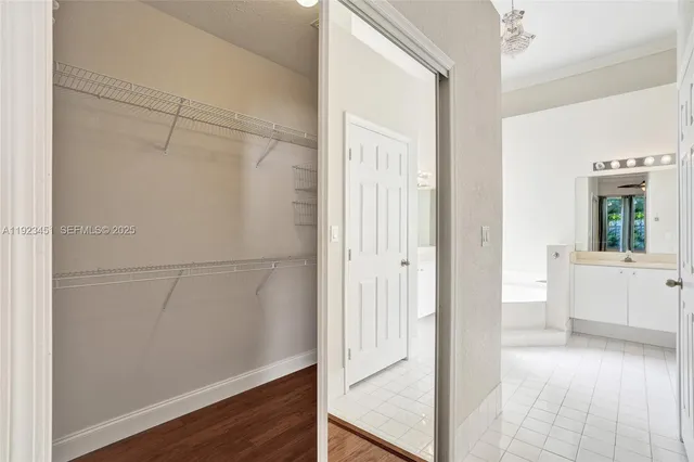 a view of a room with racks on the wall