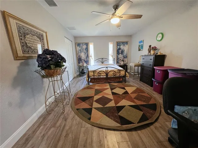 a view of a big yard with large trees