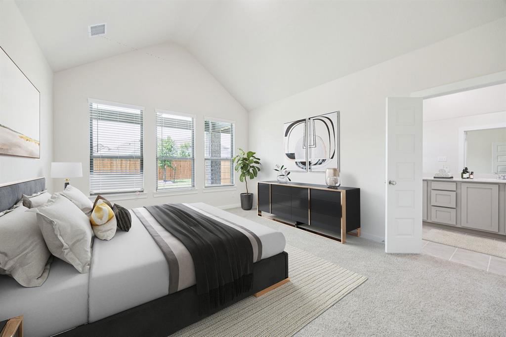 689 Moonlight Place Lavon, TX 75166 - Photo 14 of 29 a bedroom with a bed and a view of kitchen