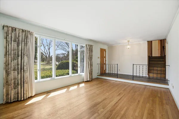 a view of hallway with livingroom