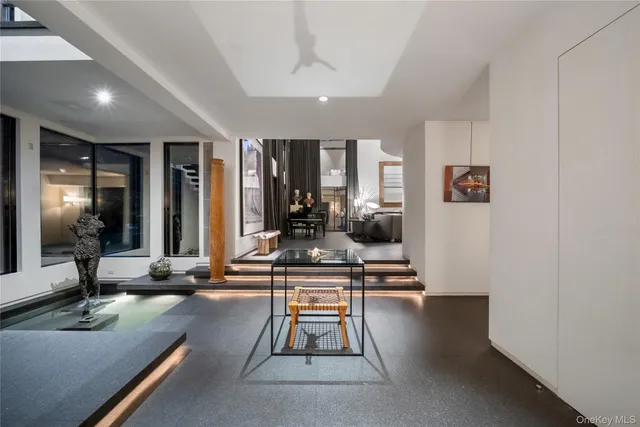 a view of an entryway with garden