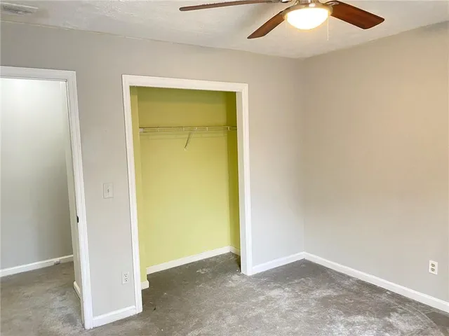 an empty room with a door
