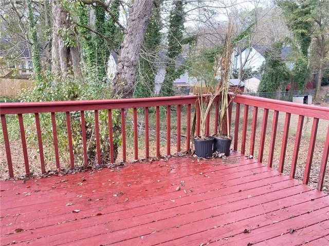 a view of a wooden deck