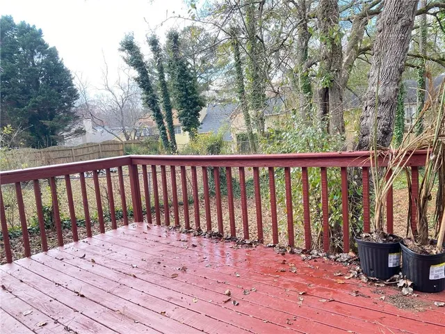 a view of wooden deck