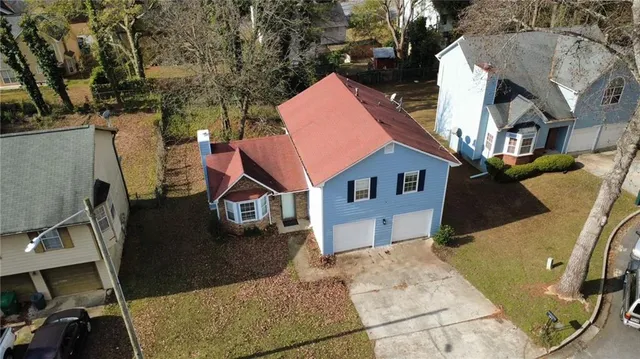 an aerial view of a house