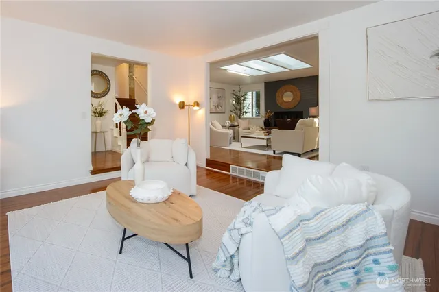 a living room with furniture