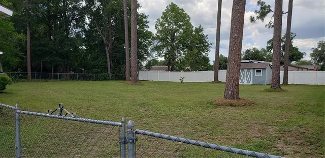 a view of a backyard