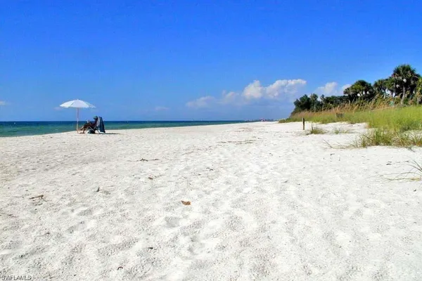 a view of beach and yard