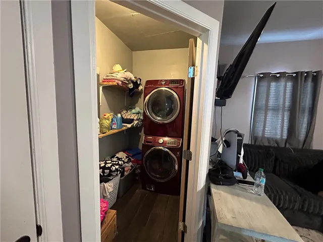 a view of washer and dryer in a utility room