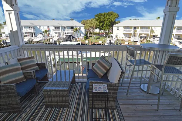 a view of a garden and swimming pool