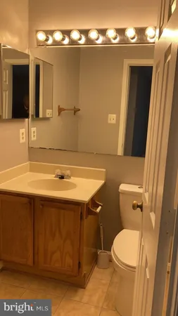 a bathroom with a sink a mirror and a toilet
