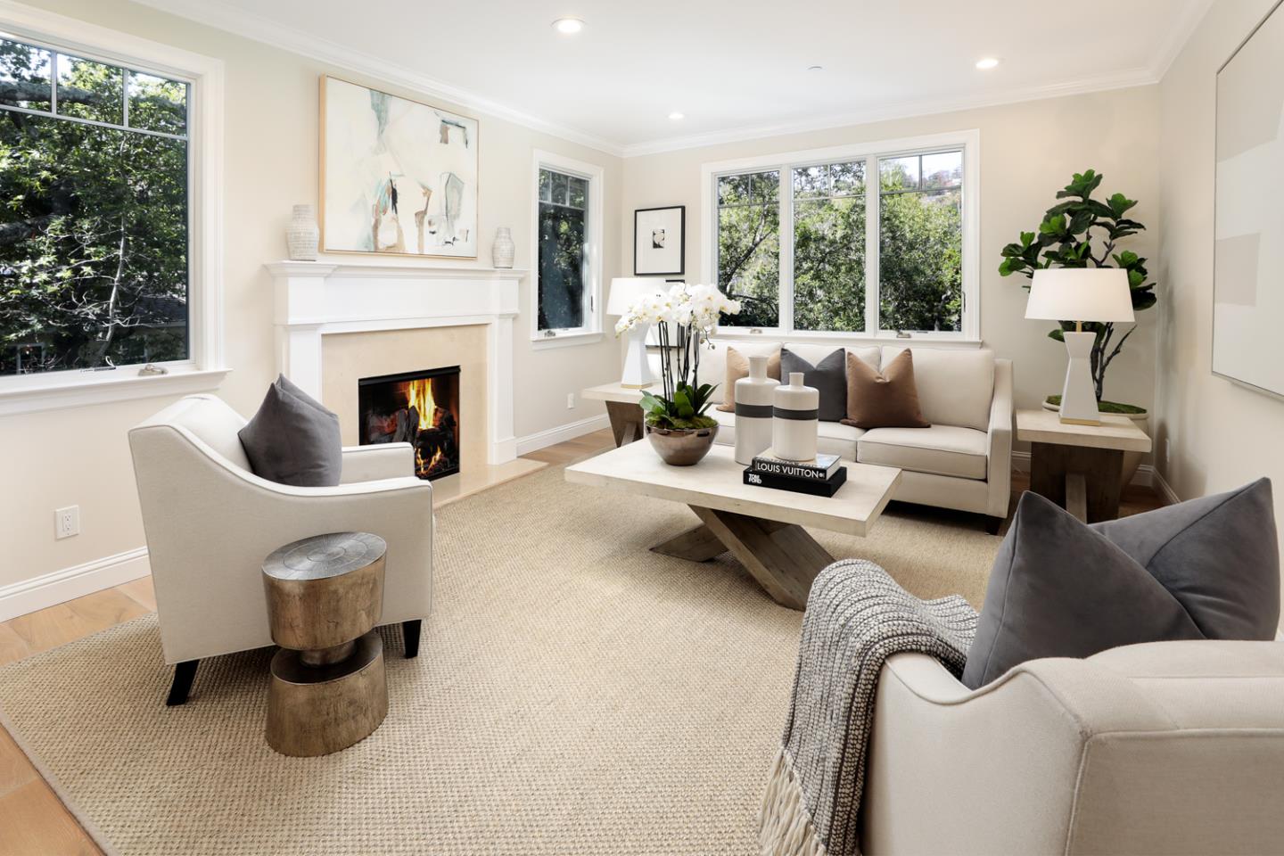 139 Windsor Drive San Carlos, CA 94070 - Photo 4 of 41 a living room with furniture and a fireplace
