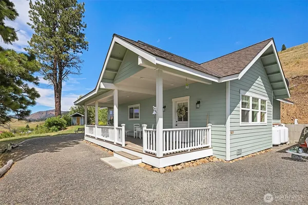a view of a house with a porch