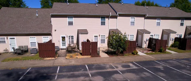 an aerial view of a house