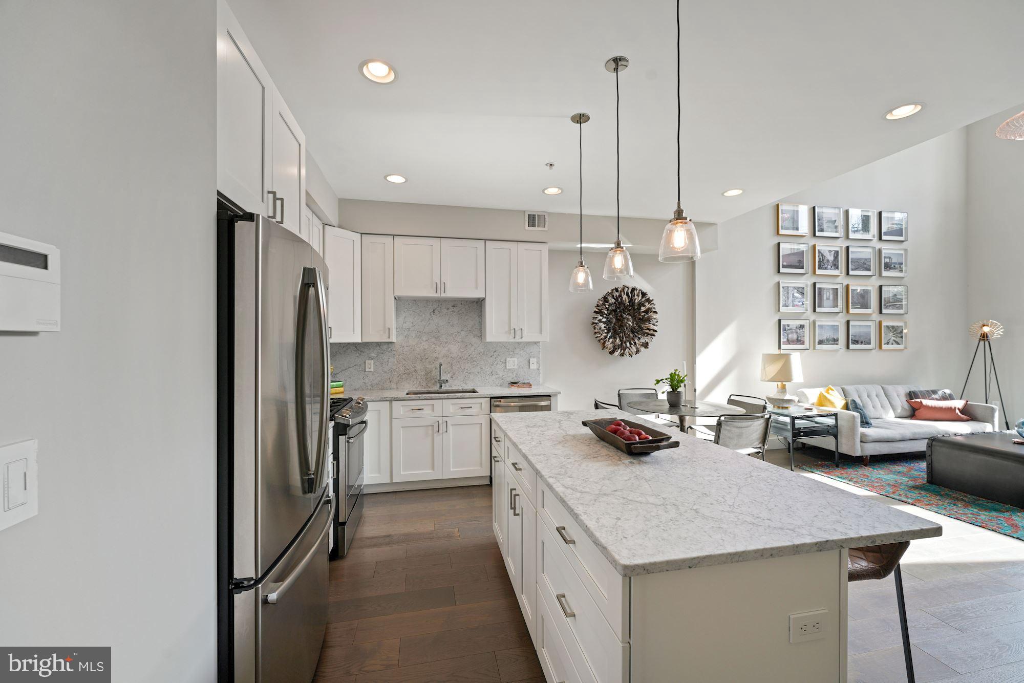 217 Randolph Place Northeast, Unit 1 Washington, DC 20002 - Photo 7 of 26 Open kitchen with Quartz counters