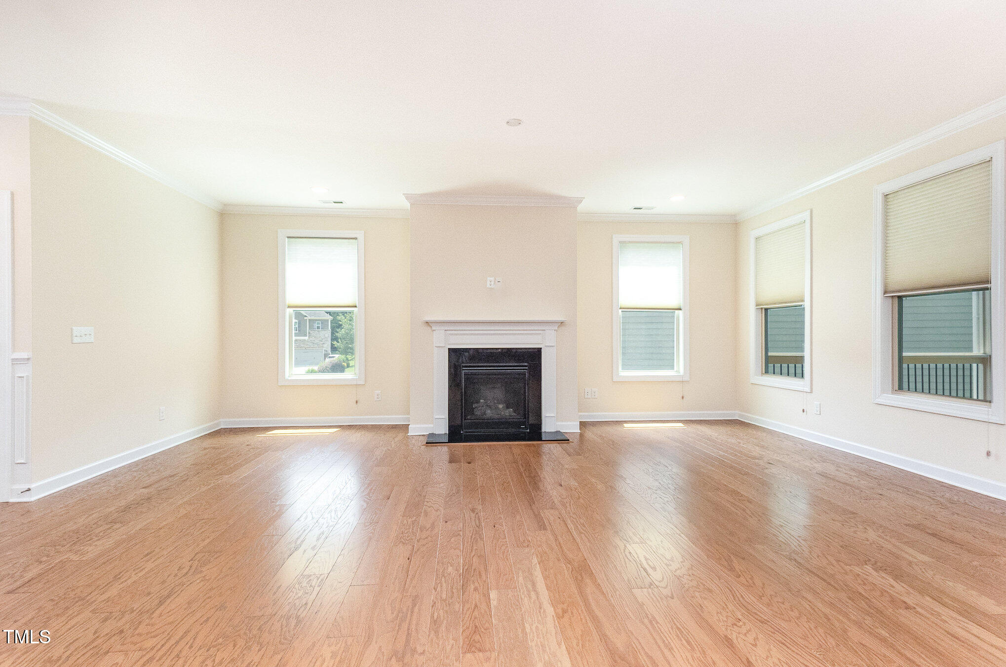316 Matilda Place Cary, NC 27513 - Photo 27 of 69 an empty room with wooden floor fireplace and windows