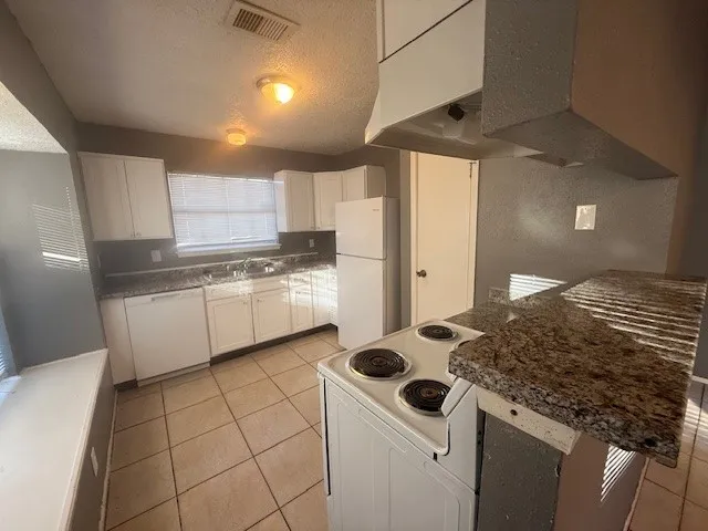 a kitchen with a stove a sink and a refrigerator