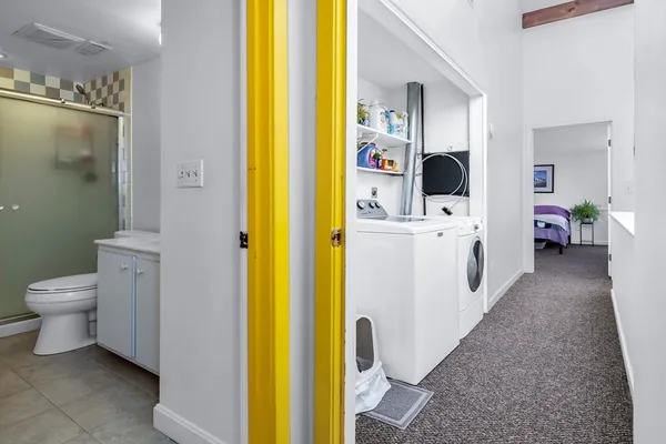 a very nice looking room with a bathroom