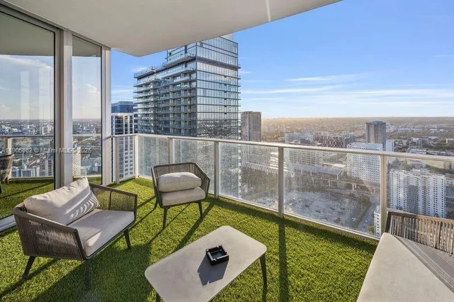 a balcony with couch