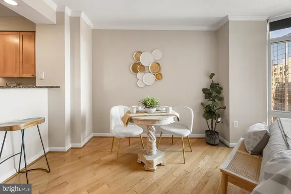 a view of a livingroom with furniture and a potted plant