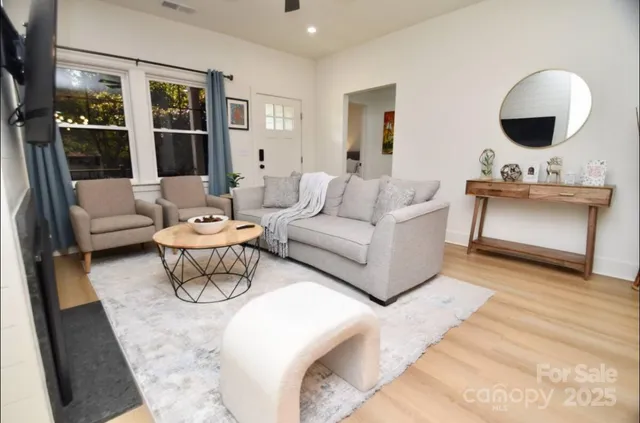 a living room with furniture