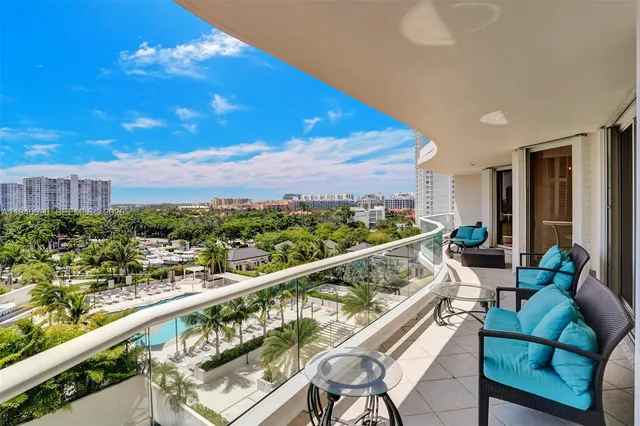 a view of a chairs in a balcony