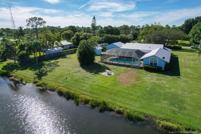 a view of a lake with houses