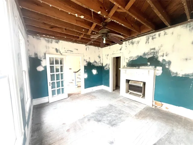 a view of a porch of a house