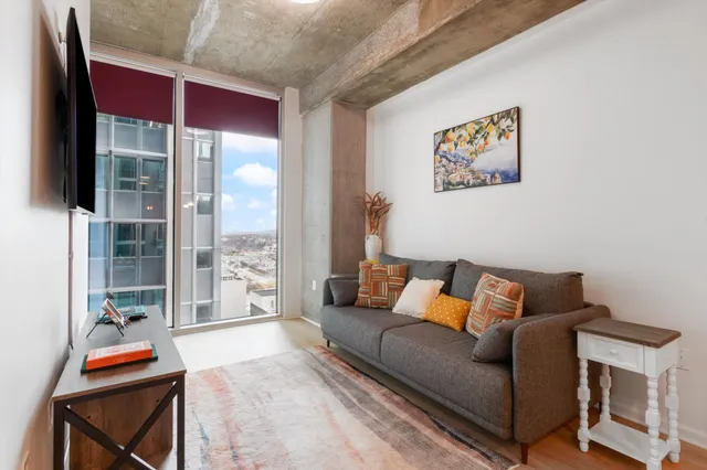 a living room with furniture