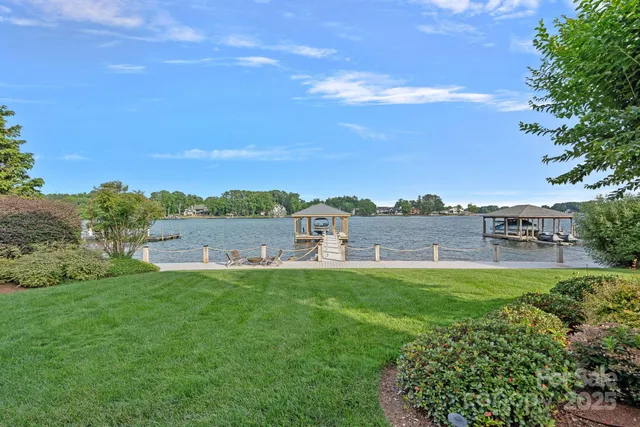 a view of a lake with houses