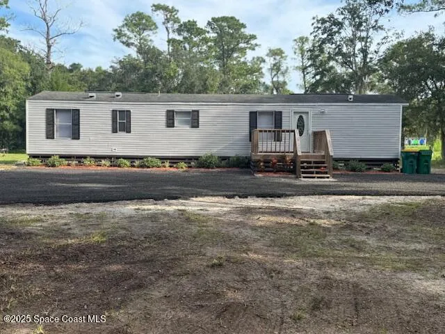 a view of a park with large trees and plants